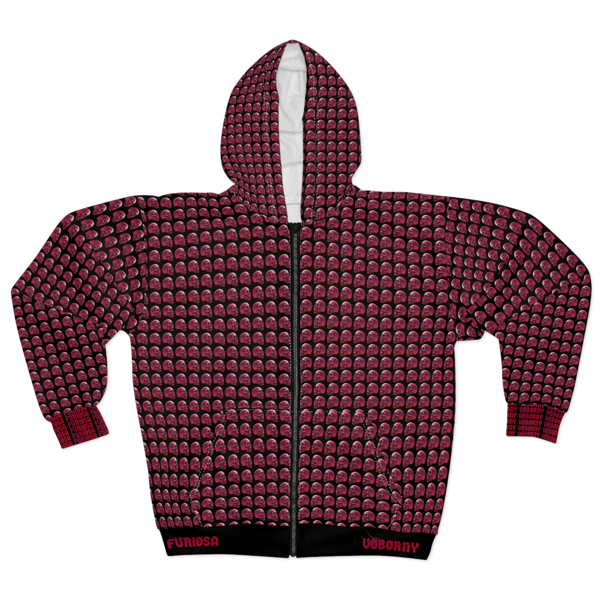 Skulls Zip Hoodie - FURIØSA Collection (Black & Red)