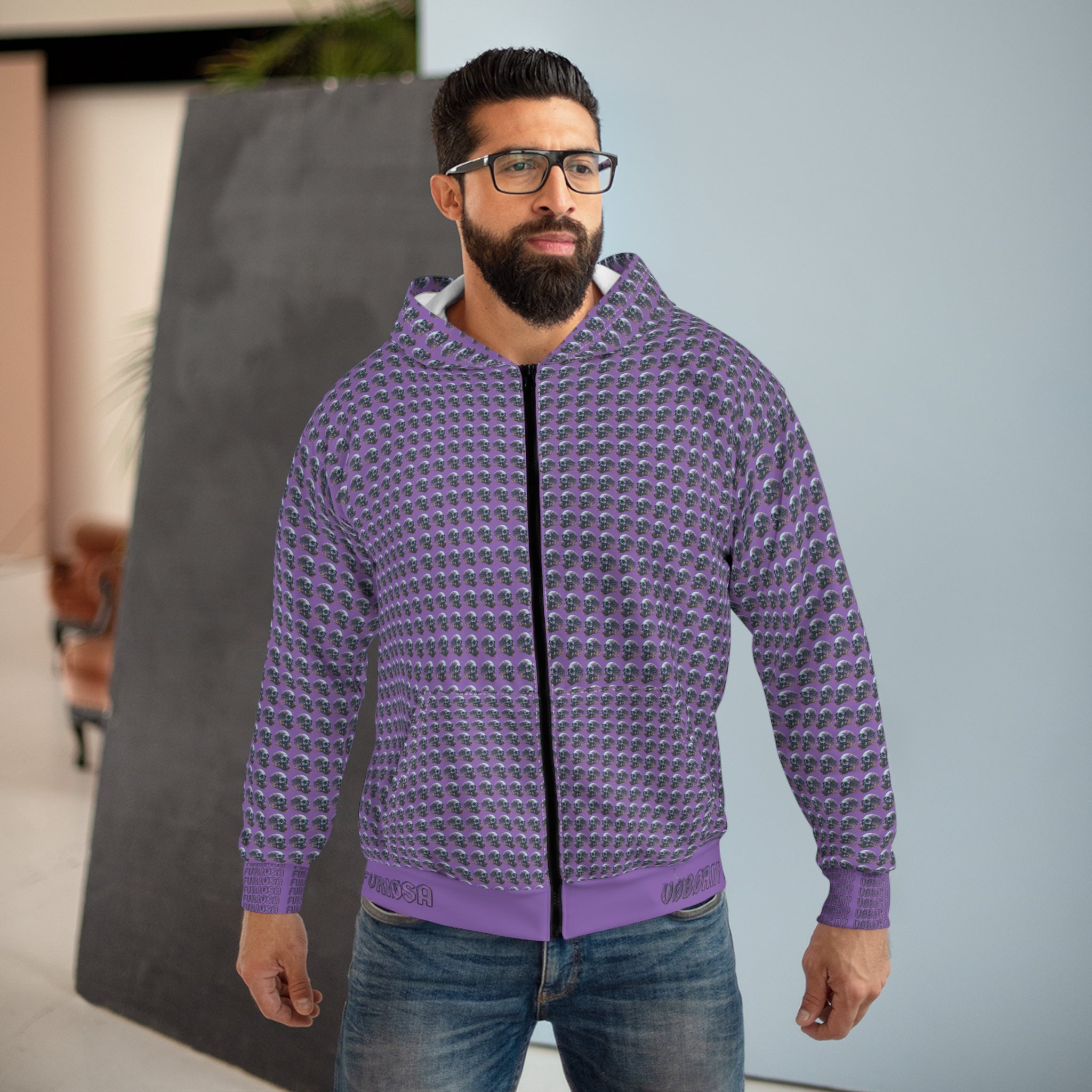 Skulls Zip Hoodie - FURIØSA Collection (Black & Purple)