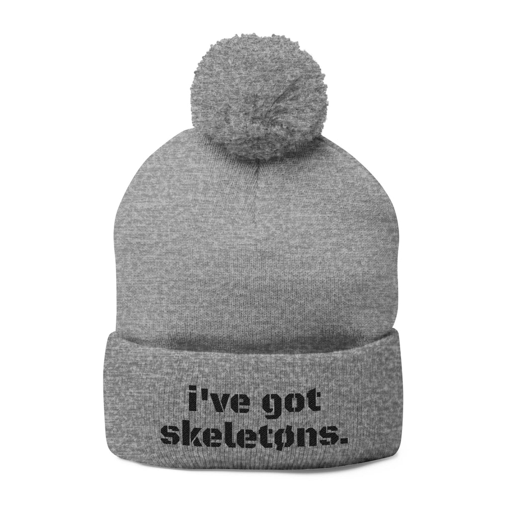 "SK3L3TØNS" Embroidered Pom-Pom Beanie