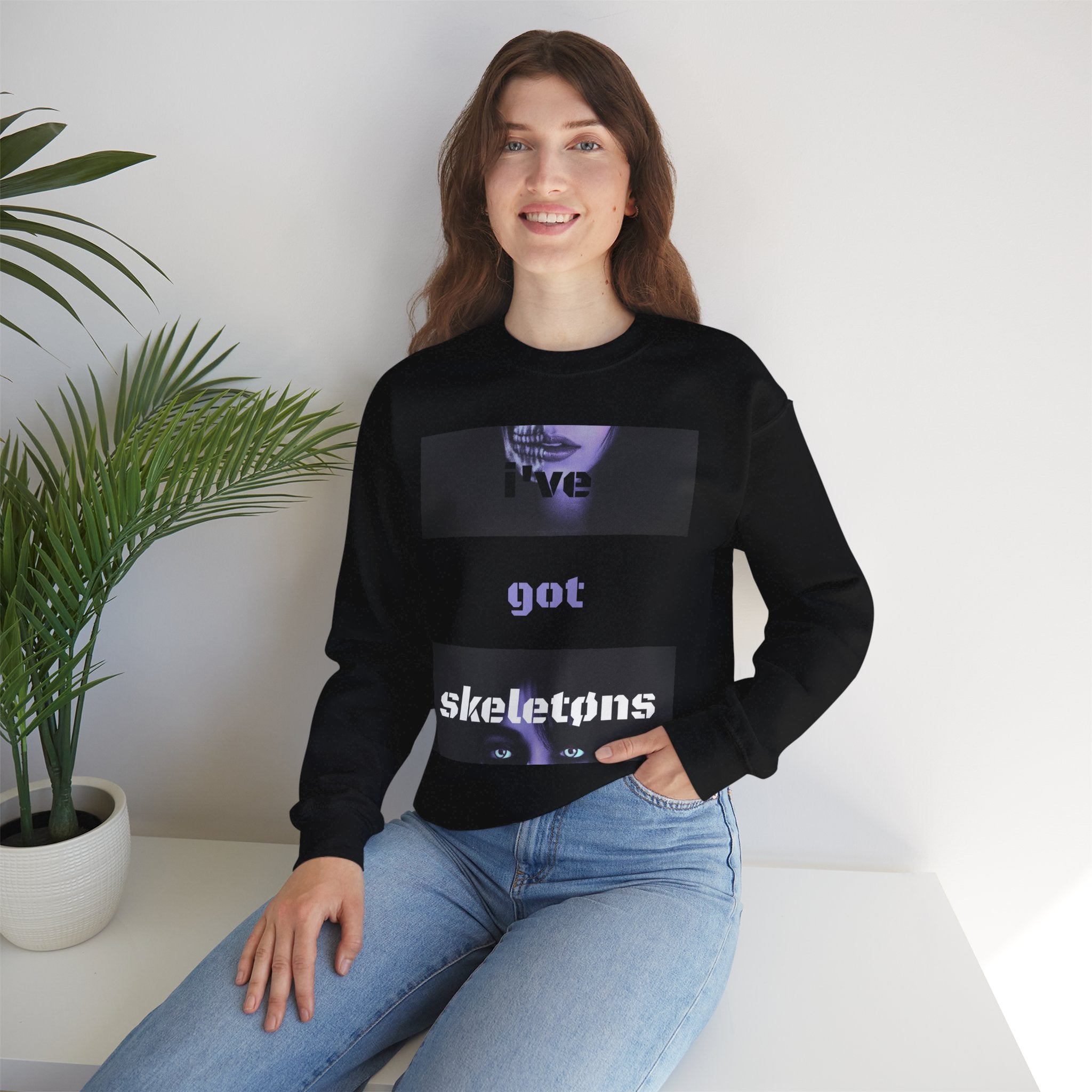 'SK3L3TØNS' Unisex Crewneck Sweatshirt (Black + Purple)