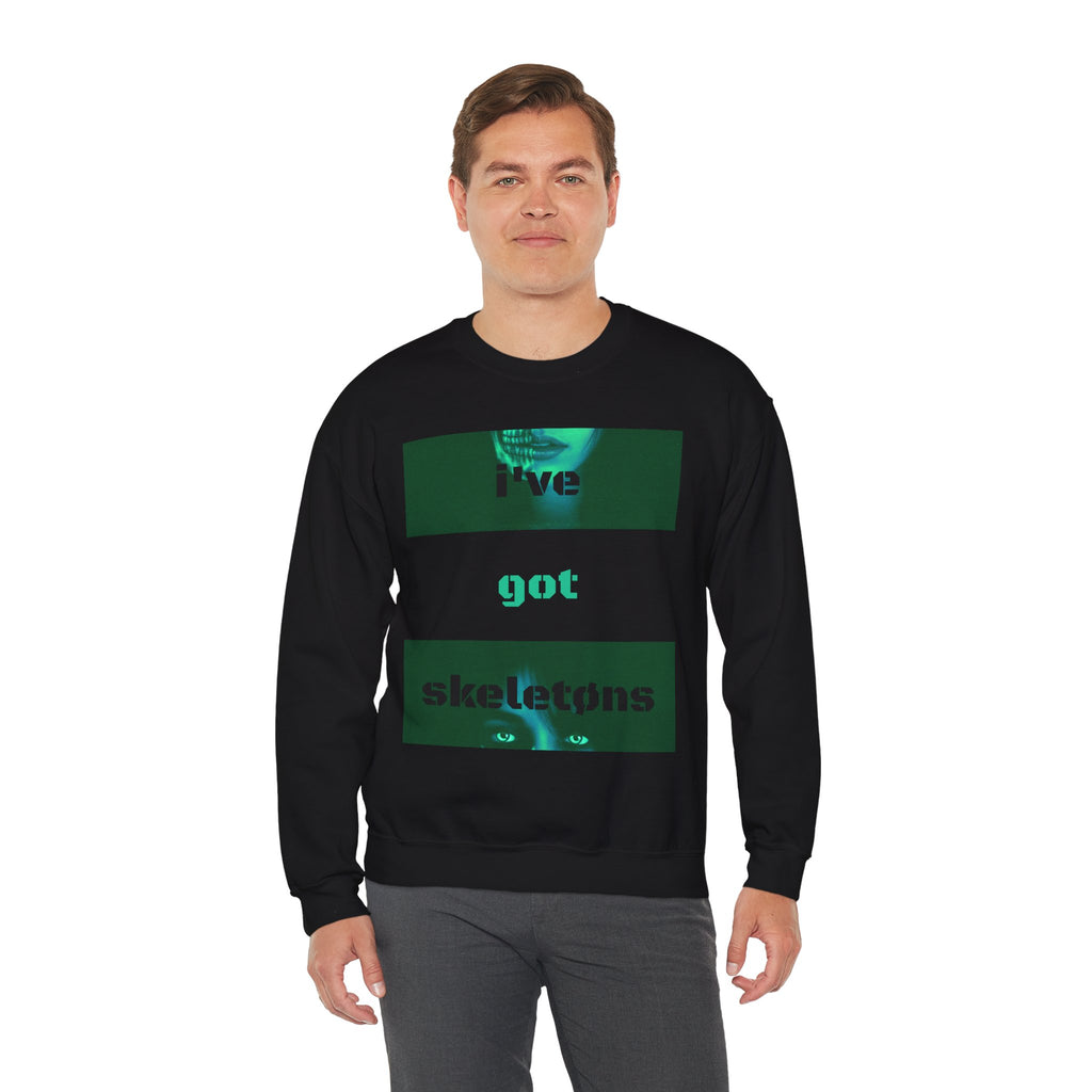 'SK3L3TØNS' Unisex Crewneck Sweatshirt (Black + Green)
