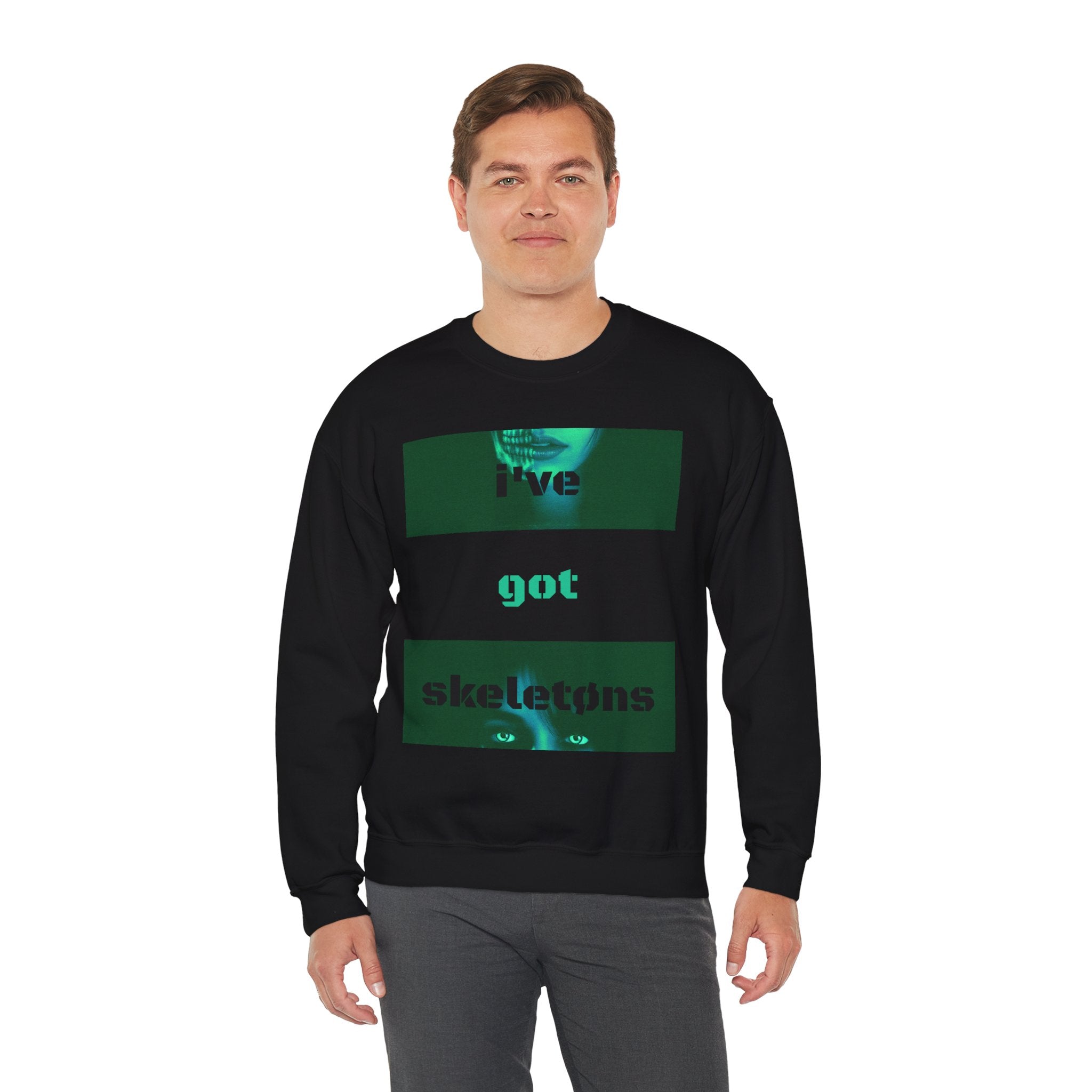 'SK3L3TØNS' Unisex Crewneck Sweatshirt (Black + Green)