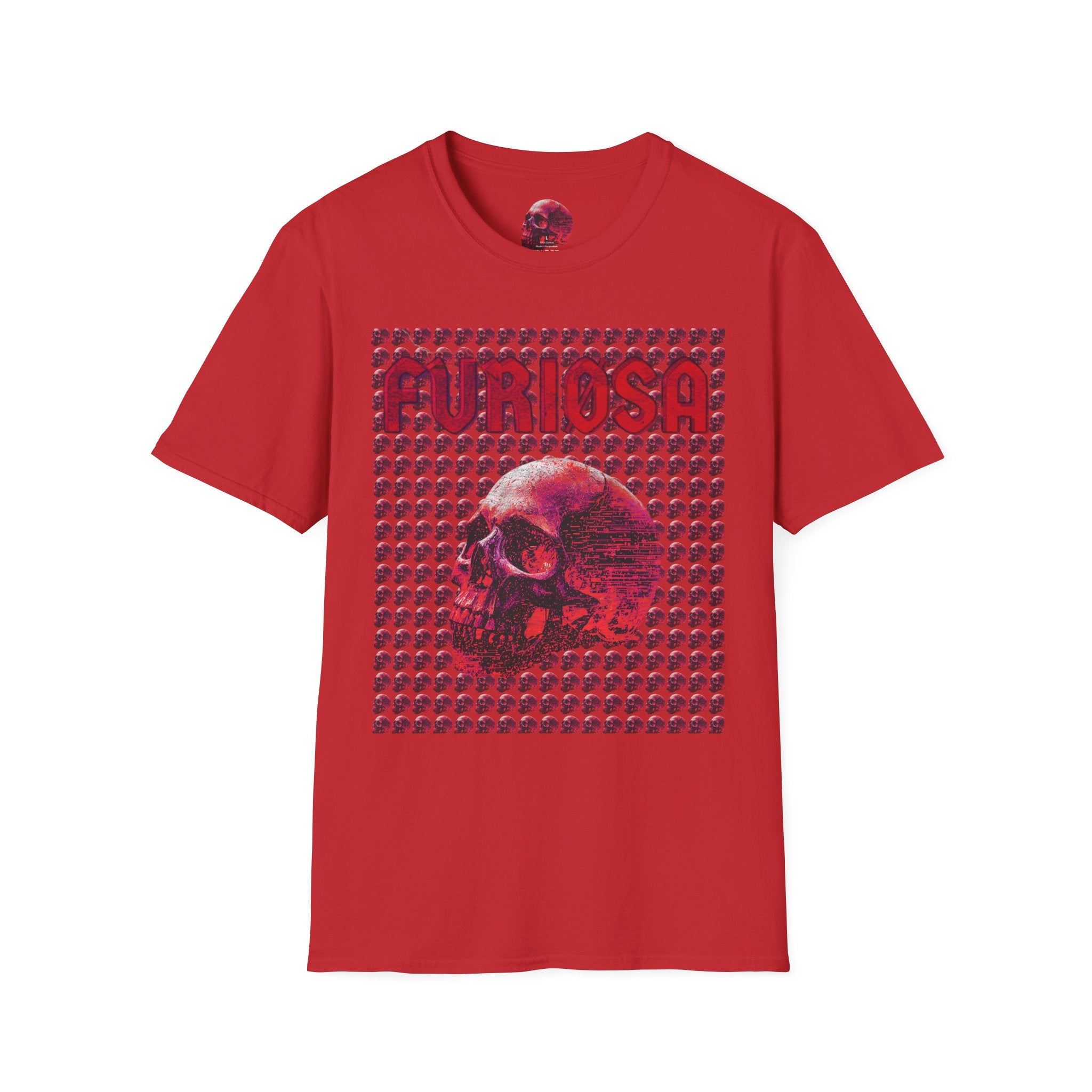 FURIØSA Skull Graphic T-Shirt — Red Gothic Skull Tee