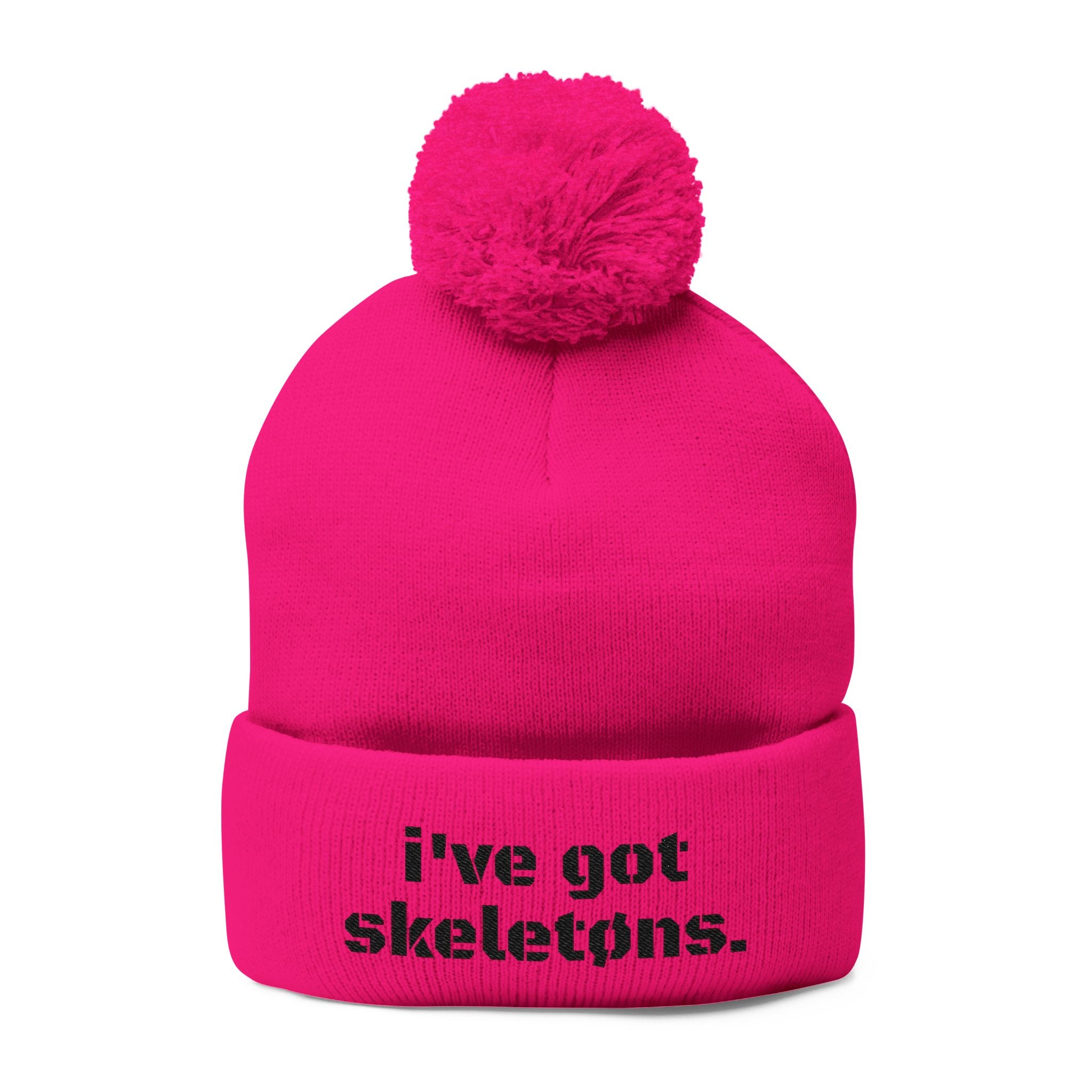 "SK3L3TØNS" Embroidered Pom-Pom Beanie