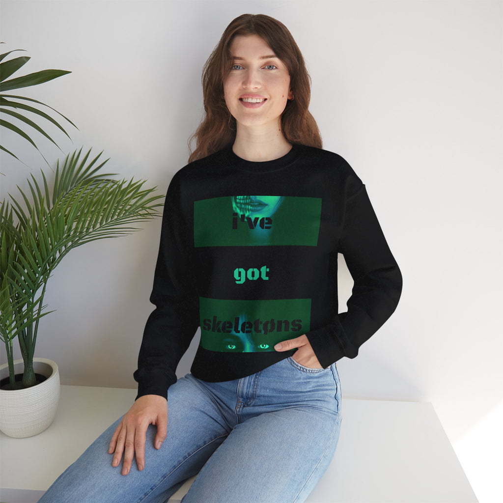 'SK3L3TØNS' Unisex Crewneck Sweatshirt (Black + Green)
