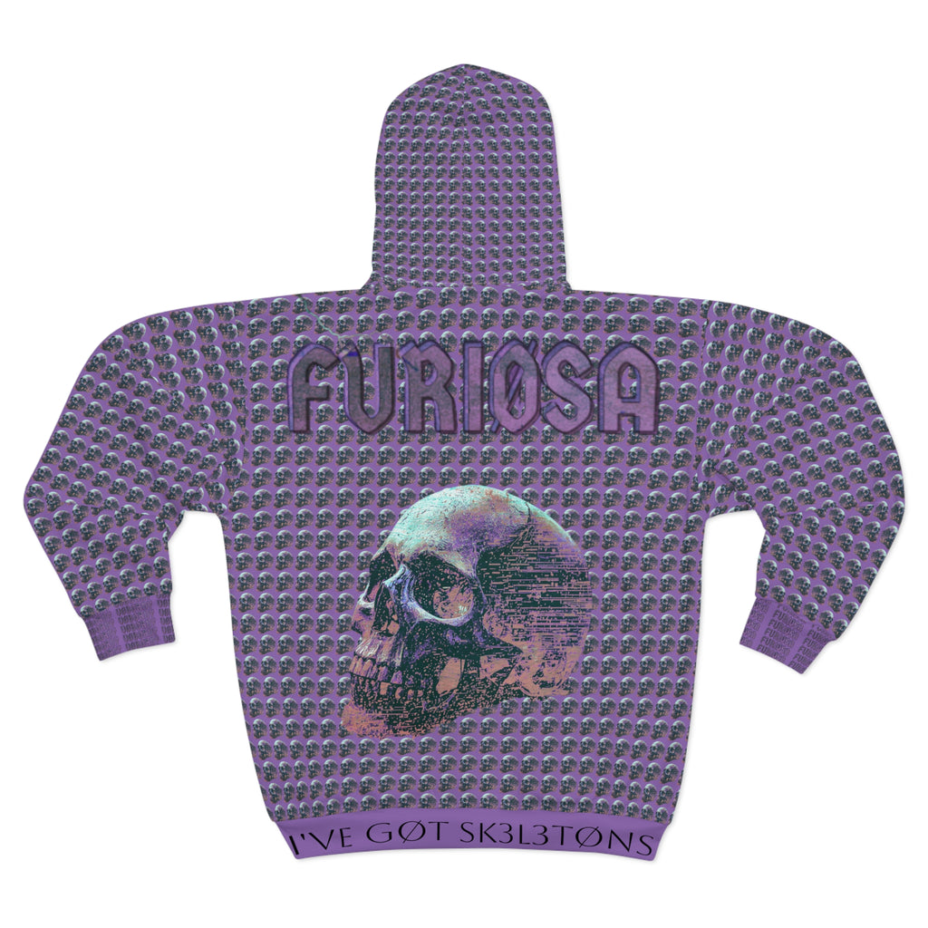 Skulls Zip Hoodie - FURIØSA Collection (Black & Purple)