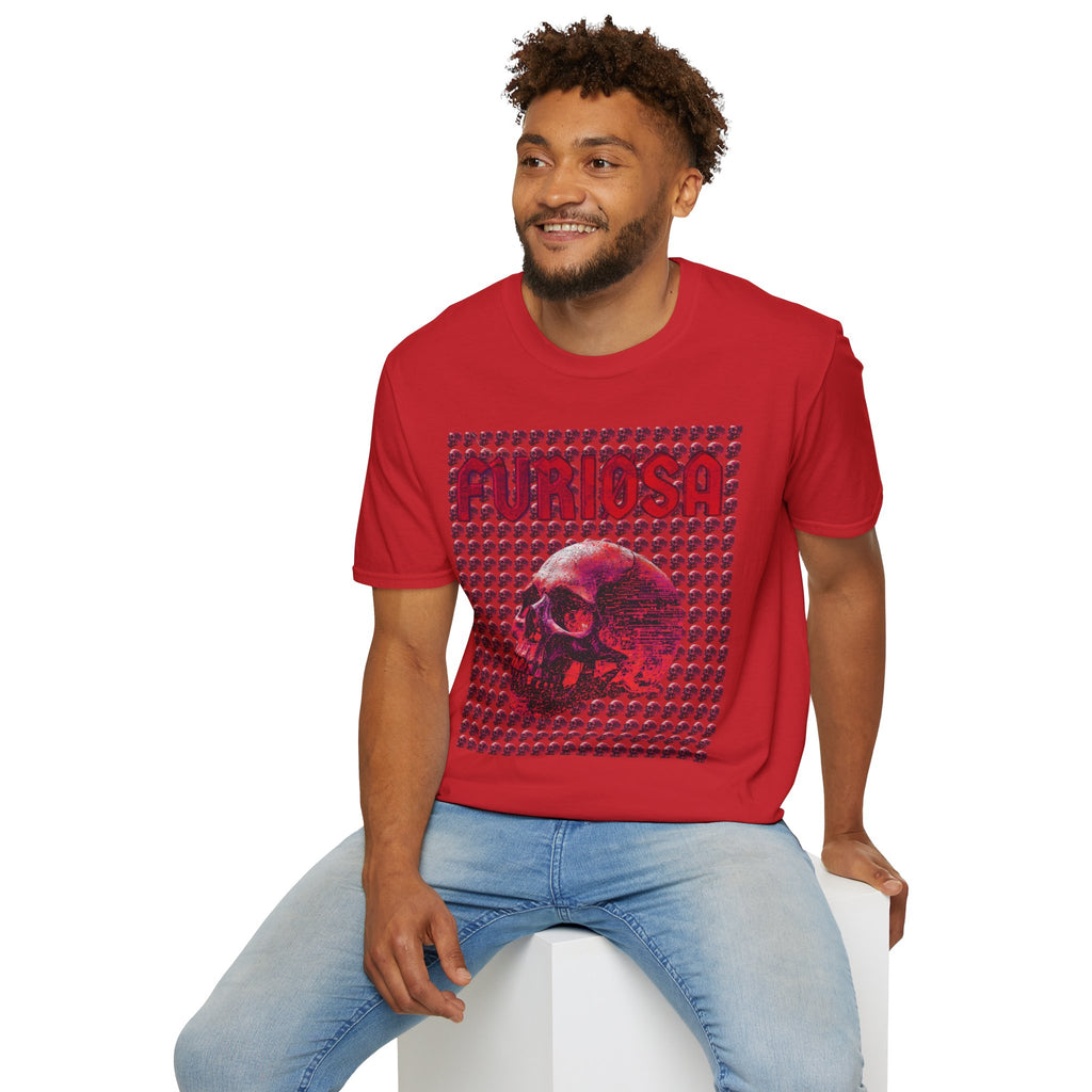 FURIØSA Skull Graphic T-Shirt — Red Gothic Skull Tee