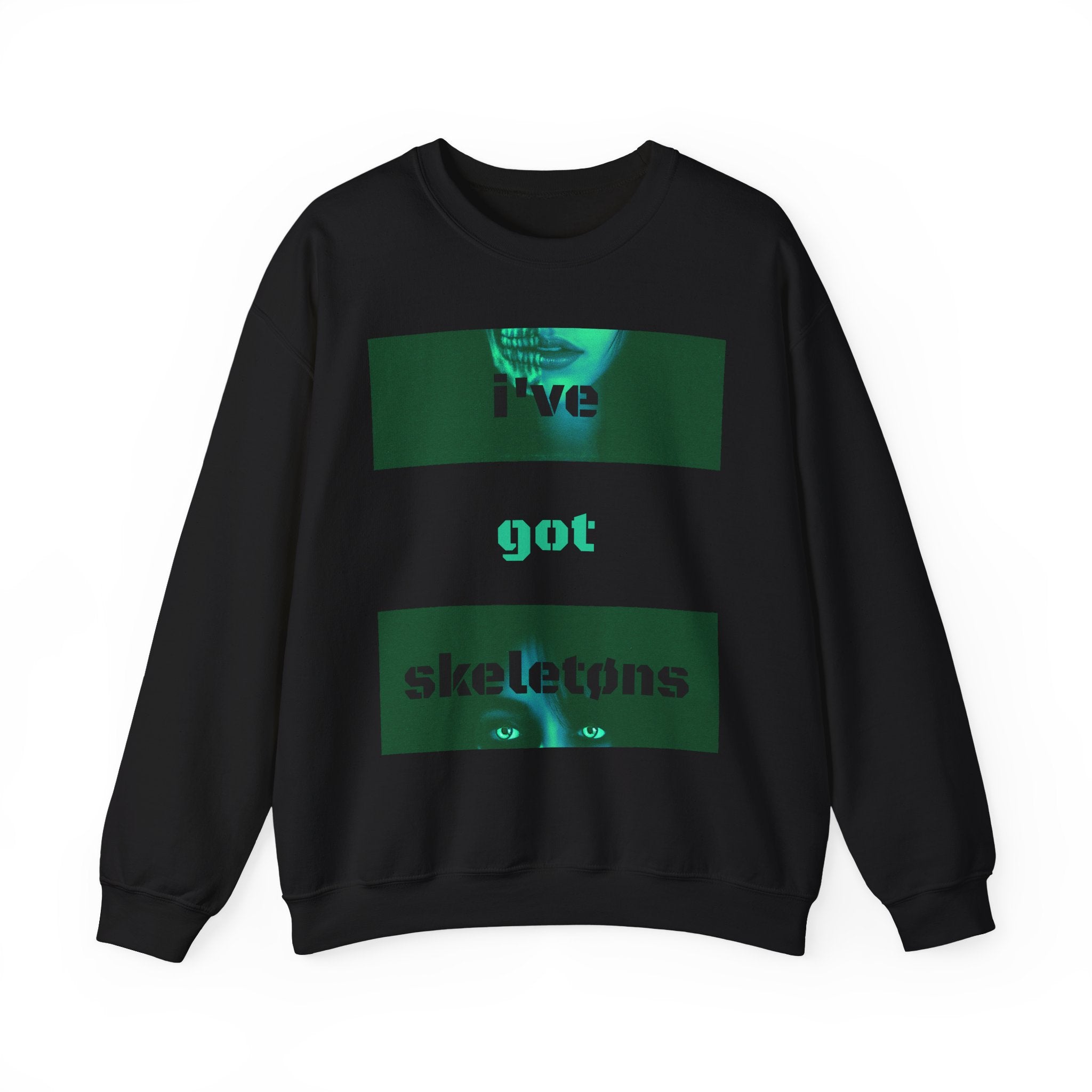 'SK3L3TØNS' Unisex Crewneck Sweatshirt (Black + Green)